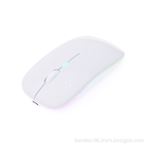 Portable Rechargeable RGB Wireless Pink Computer Mouse for Office Use
